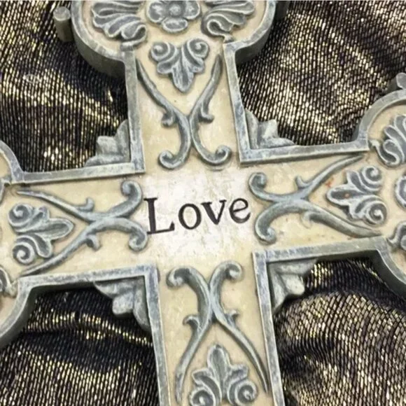 Green Celtic “Love” Decorative Wall Cross - Picture 2 of 6